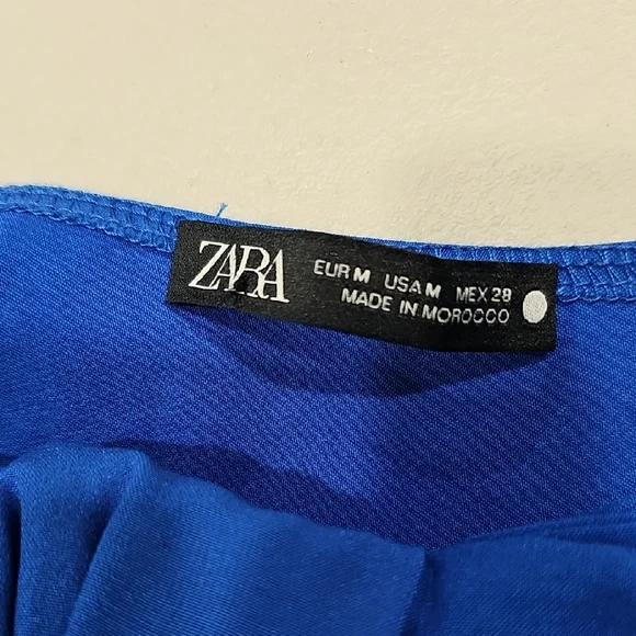 Zara Blue Tie Front Bustier Crop Top - Picture 7 of 8